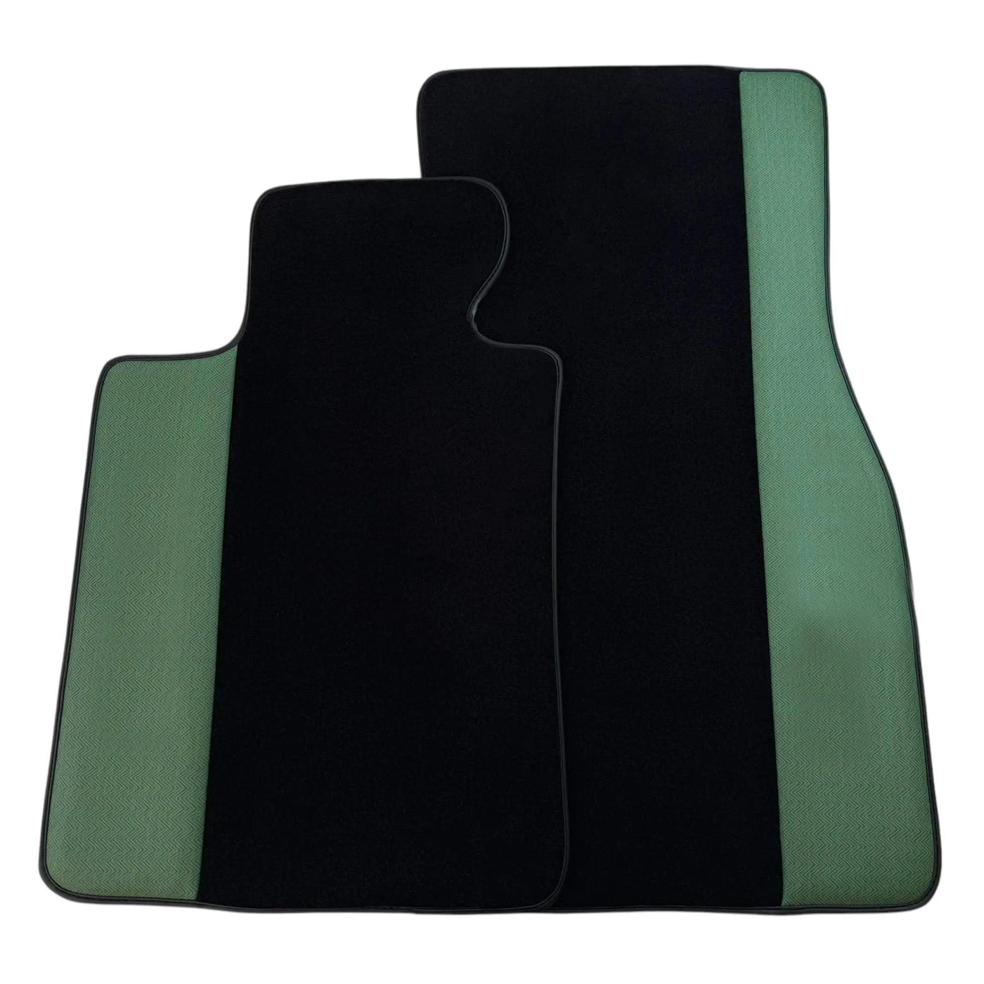 Black Floor Mats for BMW G60 (2023-2026) Sedan | Green Leather Borders