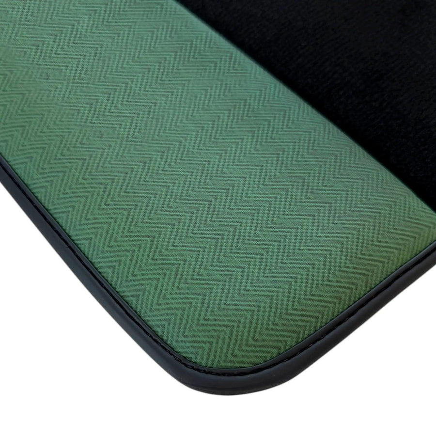 Black Floor Mats for BMW Gran Tourer F46 (2015-2022) 5 Seats | Green Leather Borders