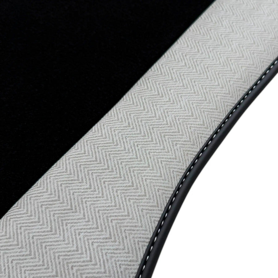 Black Floor Mats for BMW Gran Tourer F46 (2015-2022) 7 Seats with Gray Leather Borders