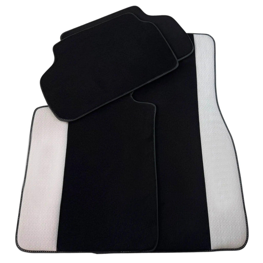 Black Floor Mats for BMW Gran Tourer F46 (2015-2022) 7 Seats with Gray Leather Borders