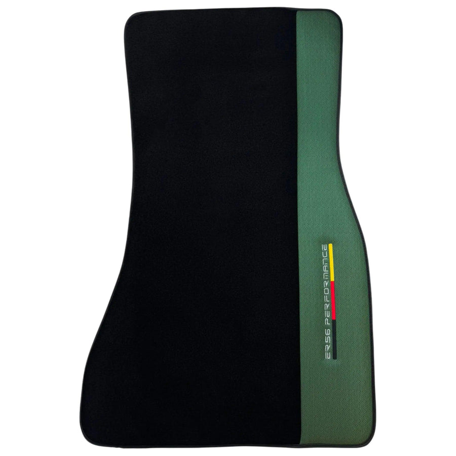 Black Floor Mats for BMW M5 G90 (2023-2026) Sedan with Green Leather ER56 Performance