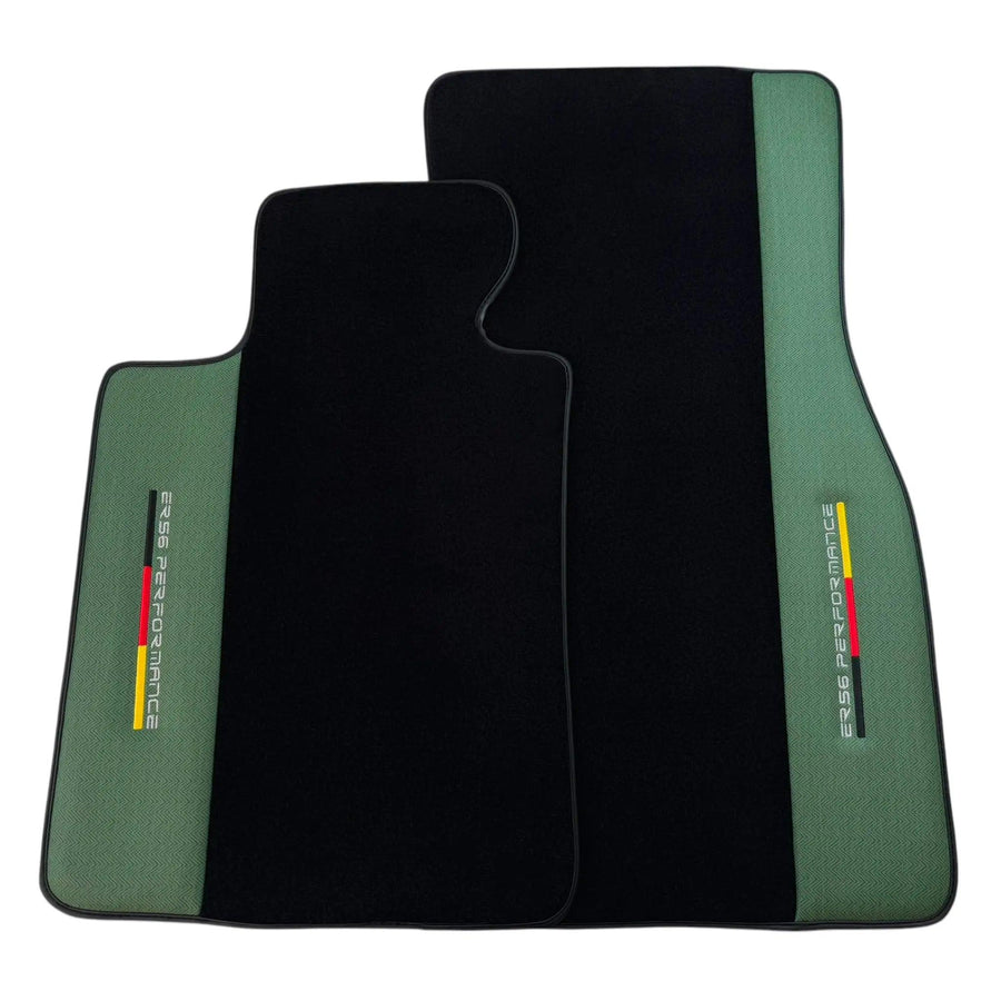 Black Floor Mats for BMW U06 (2022-2026) with Green Leather ER56 Performance