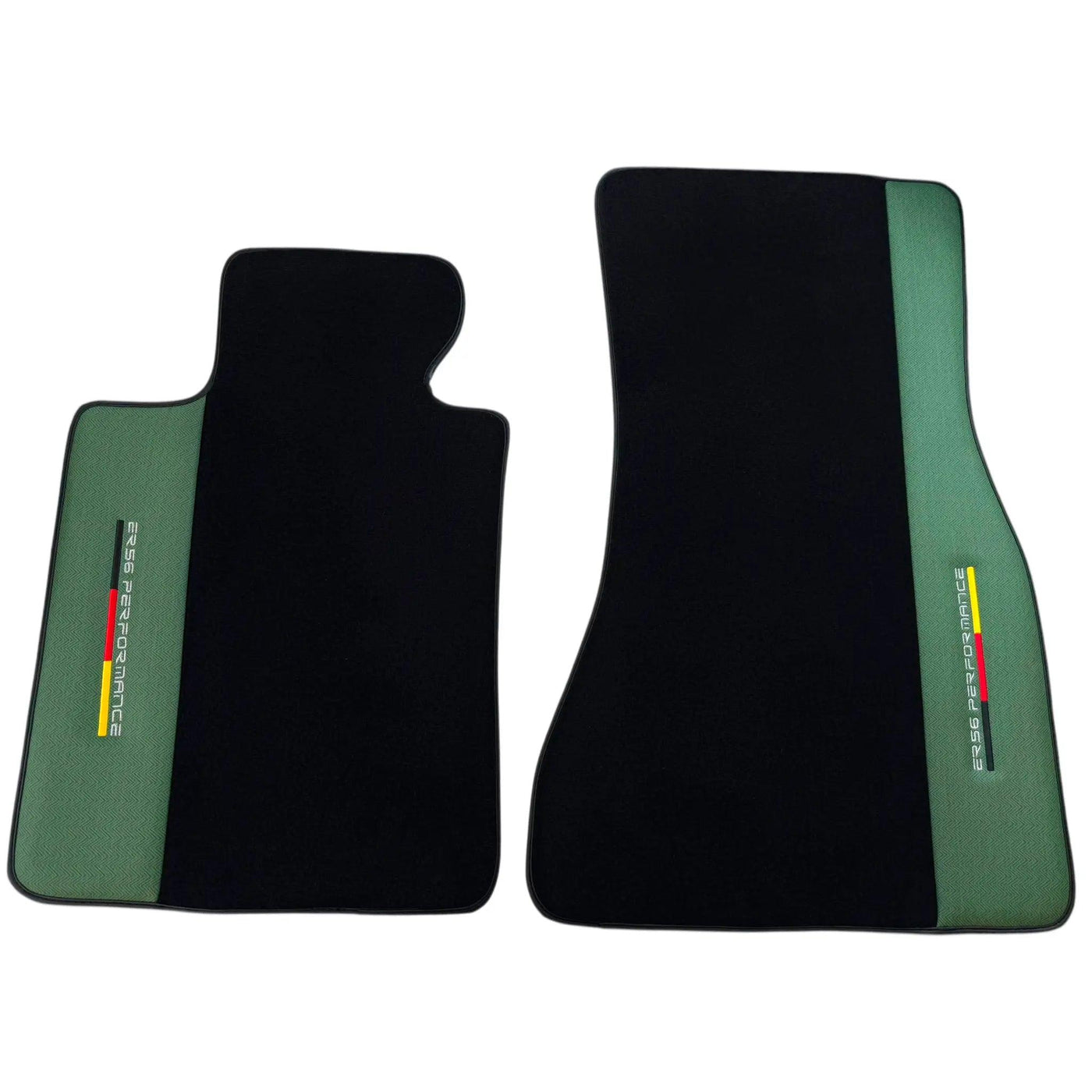 Black Floor Mats for BMW G60 (2023-2026) Sedan with Green Leather ER56 Performance