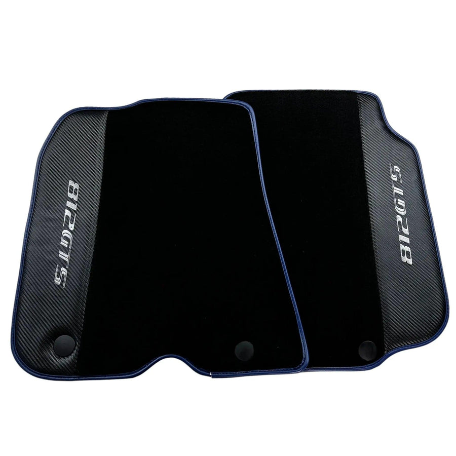 Black Floor Mats for Ferrari 812 GTS (2019-2023) with Carbon Leather - AutoWin