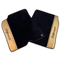 Black Floor Mats for Ferrari California T (2015-2018) with Gold Leather
