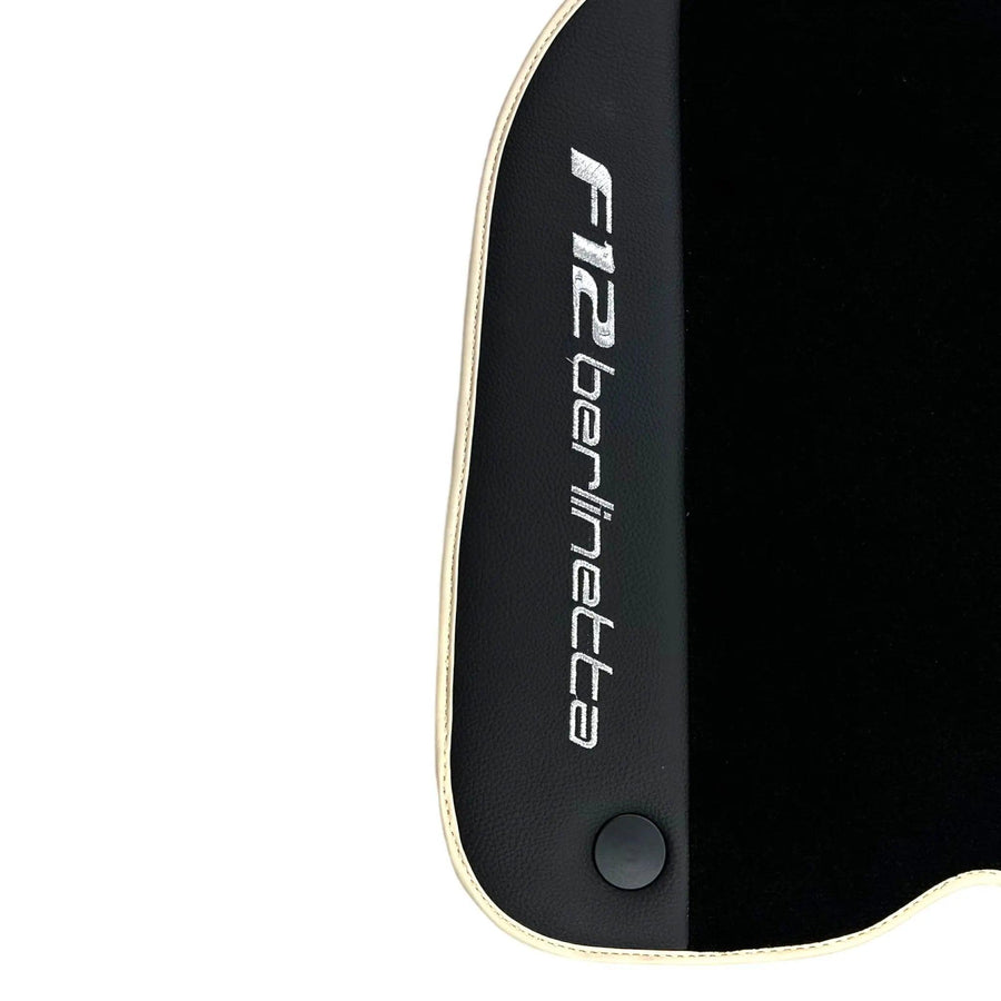 Black Floor Mats for Ferrari F12 Berlinetta (2012-2022) with Leather - AutoWin