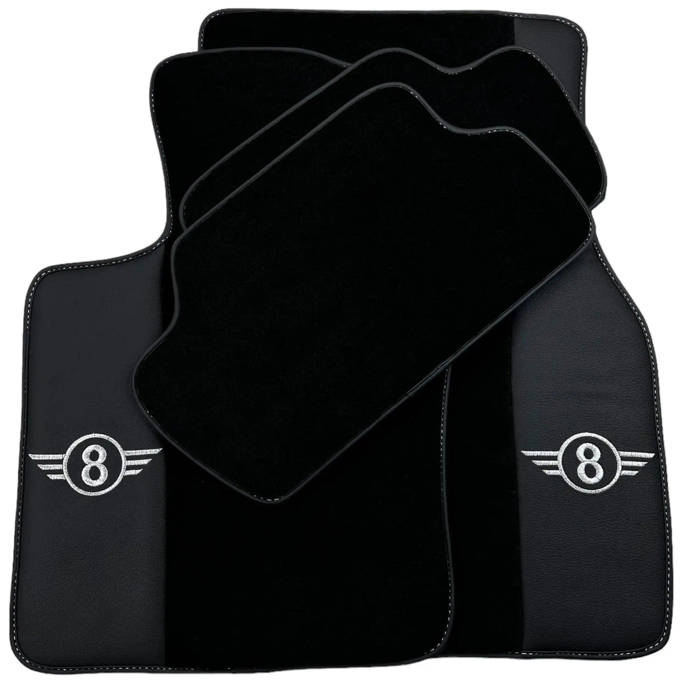 Black Floor Mats for Mini Cabrio F57 Convertible (2016-2023) with Leather - AutoWin