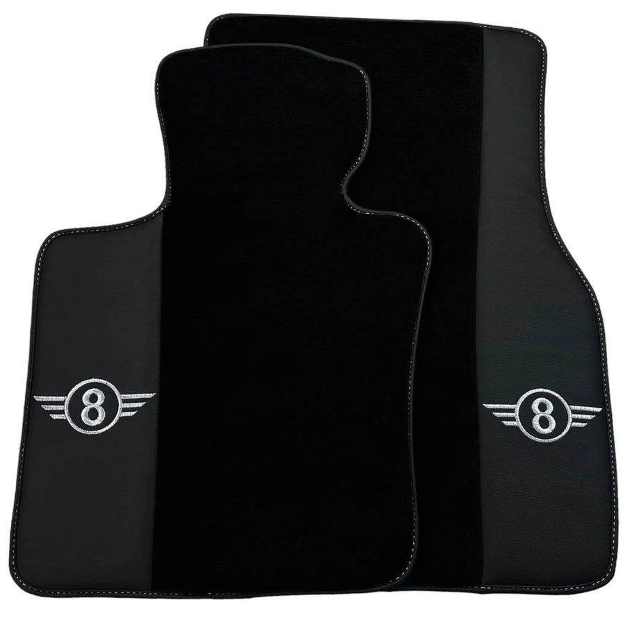 Black Floor Mats for Mini Cabrio F57 Convertible (2016-2023) with Leather - AutoWin