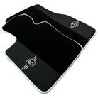 Black Floor Mats for Mini Cabrio F57 Convertible (2016-2023) with Leather | White Trim - AutoWin