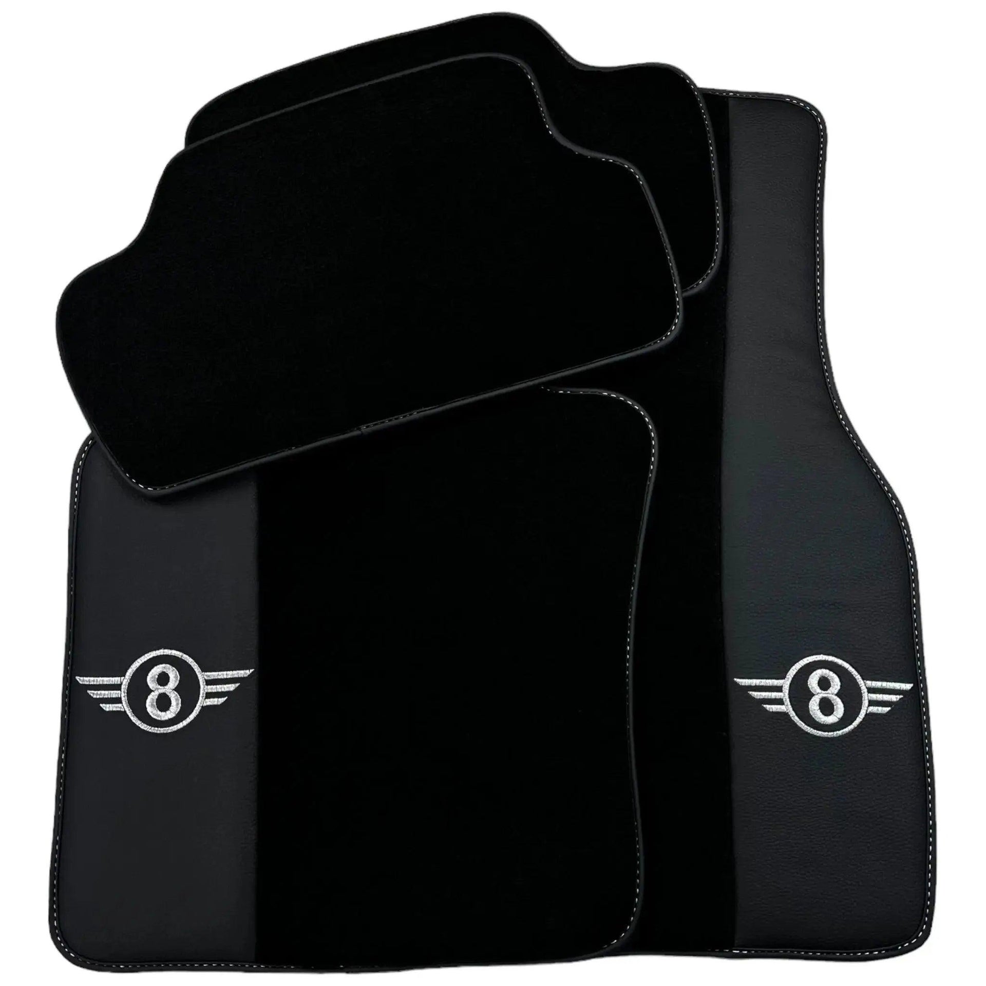 Black Floor Mats for Mini Cabrio R52 Convertible (2004-2009) with Leather - AutoWin