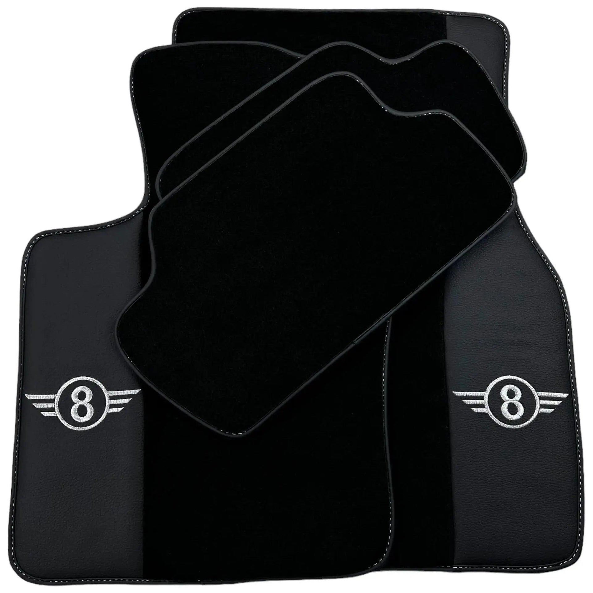 Black Floor Mats for Mini Clubman F54 (2015-2019) with Leather - AutoWin