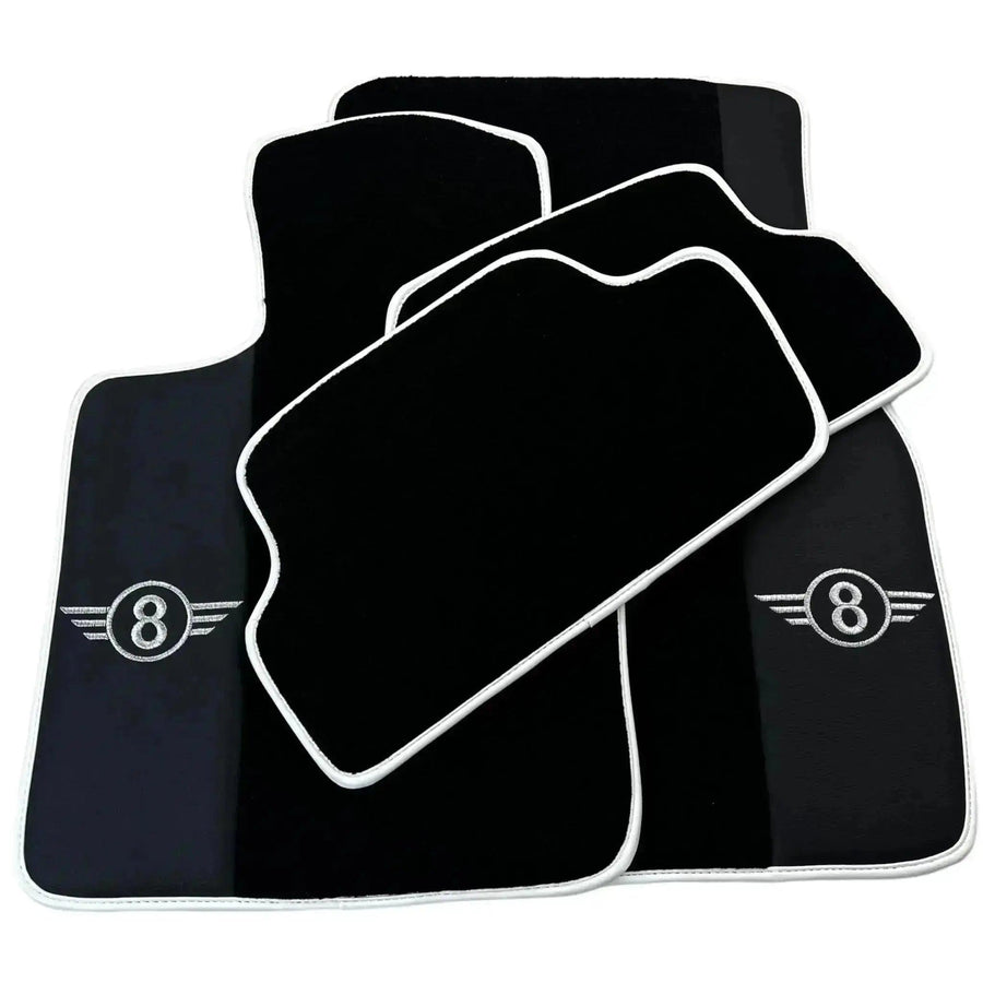 Black Floor Mats for Mini Clubman F54 (2015-2019) with Leather | White Trim - AutoWin