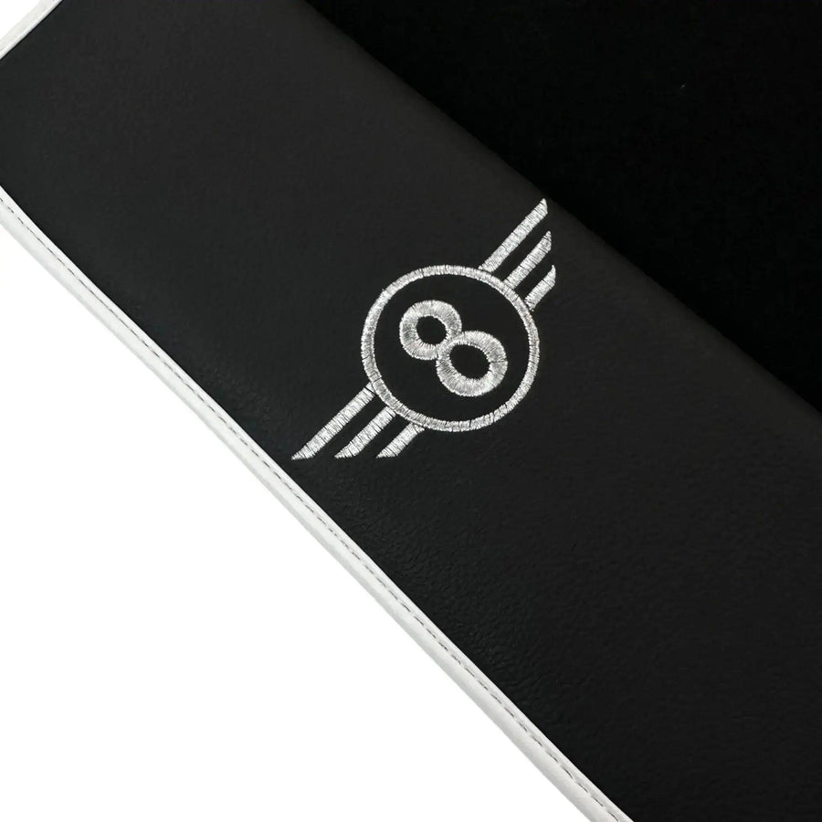 Black Floor Mats for Mini Clubman F54 (2019-2023) with Leather | White Trim - AutoWin