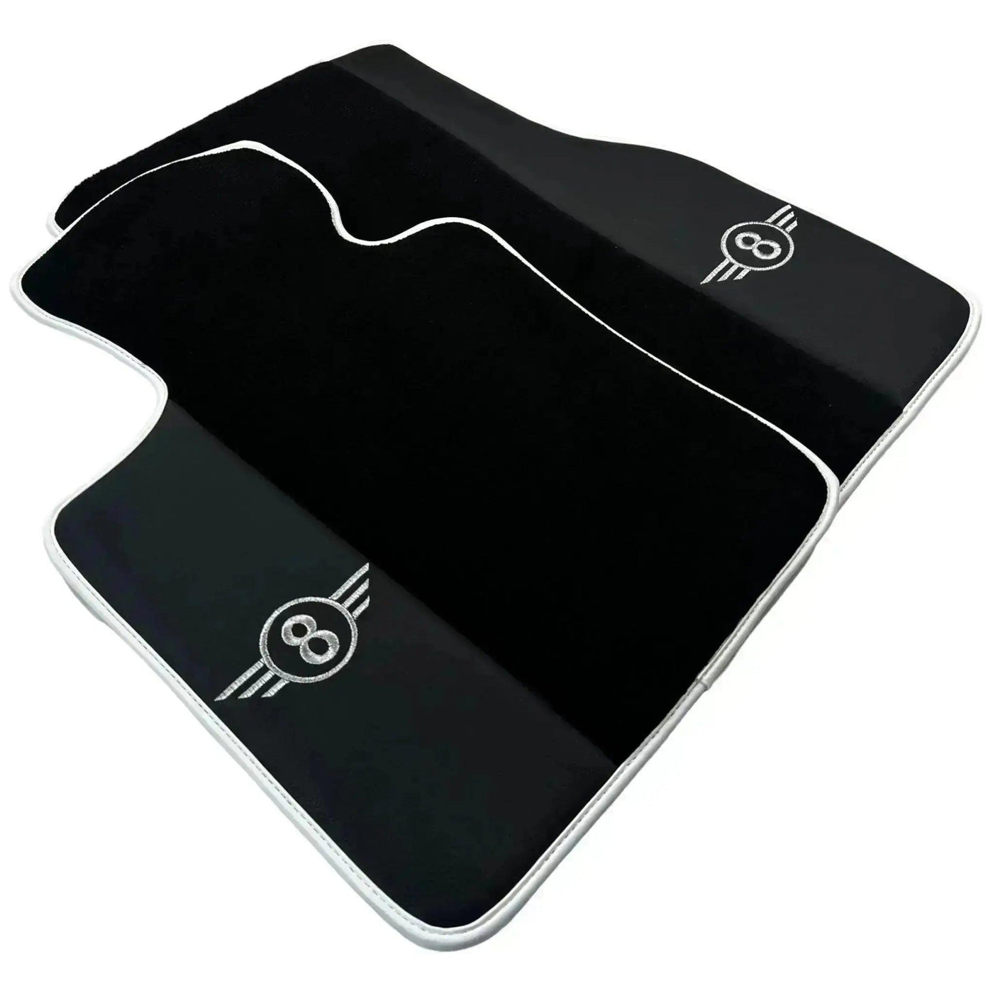 Black Floor Mats for Mini Clubman R55 (2007-2015) with Leather | White Trim - AutoWin
