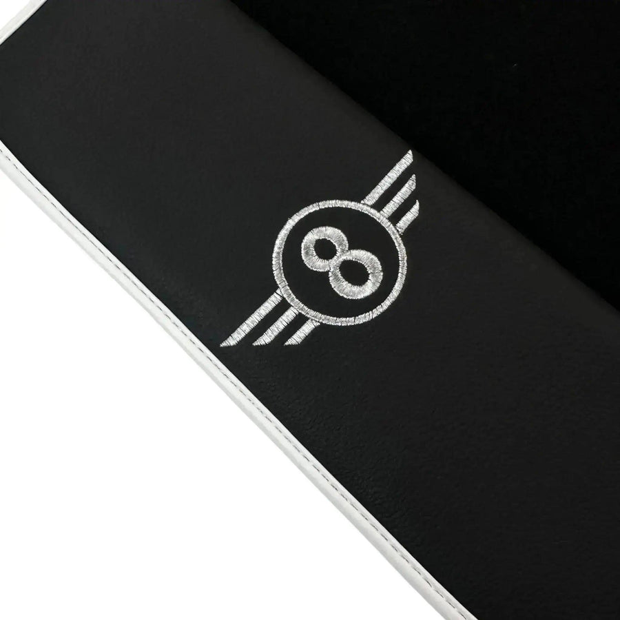 Black Floor Mats for Mini Cooper / One R50 (2001-2007) with Leather | White Trim - AutoWin