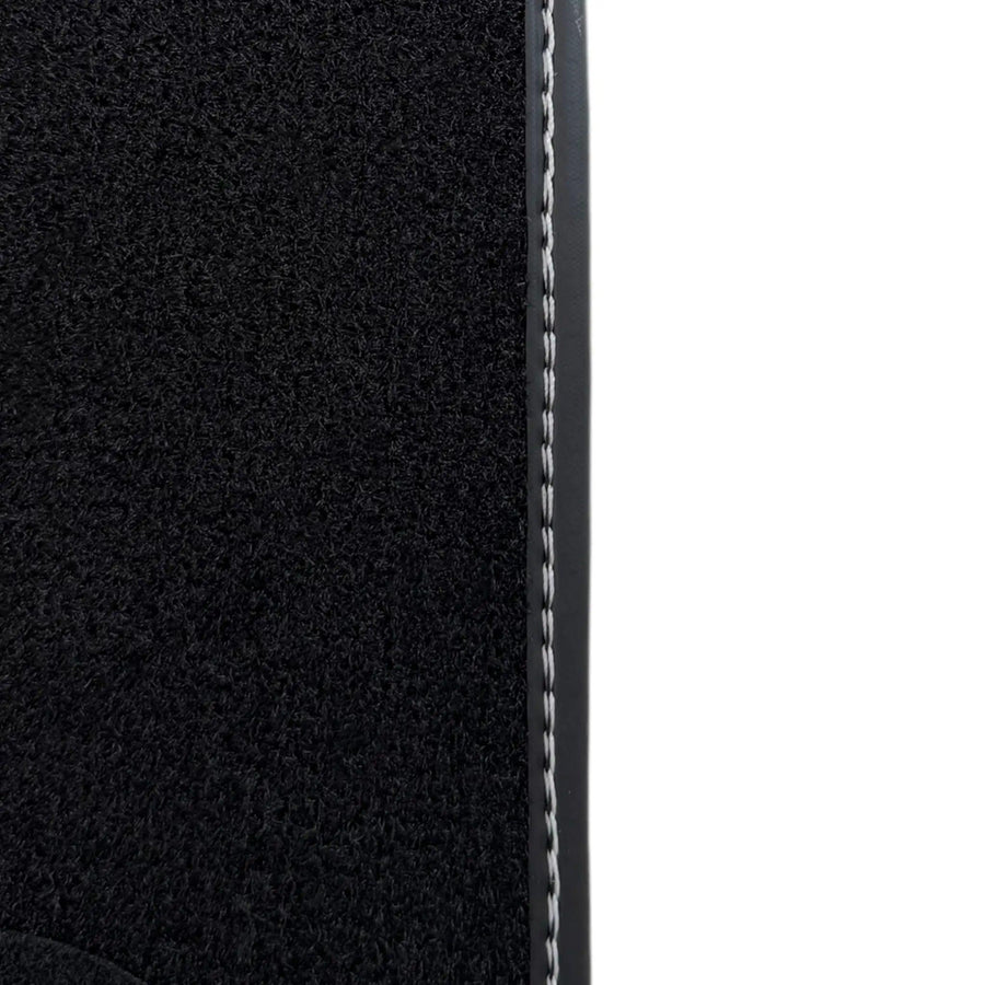 Black Floor Mats for Rolls Royce Cullinan 2018–2025 with Gray Leather Borders