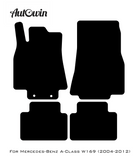 Black Leather Floor Mats For Mercedes Benz A-Class W169 (2004-2012) | ER56 Design - AutoWin