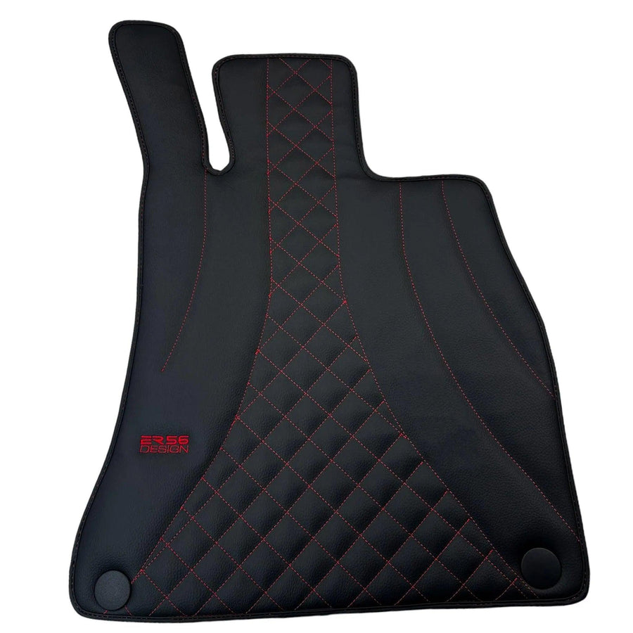 Black Leather Floor Mats For Mercedes Benz A-Class W169 (2004-2012) | ER56 Design - AutoWin