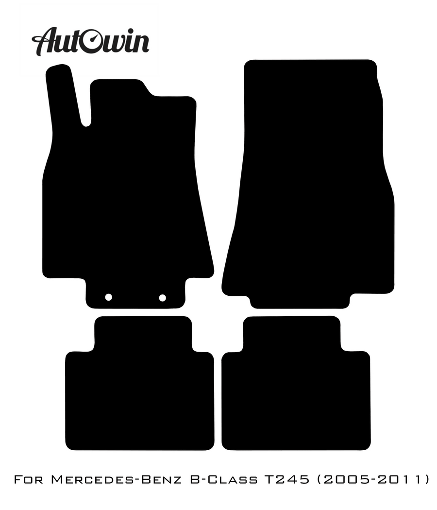 Black Leather Floor Mats For Mercedes Benz B-Class T245 (2005-2011) | ER56 Design - AutoWin