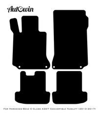 Black Leather Floor Mats For Mercedes Benz E-Class A207 Convertible Facelift (2013-2017) | ER56 Design - AutoWin