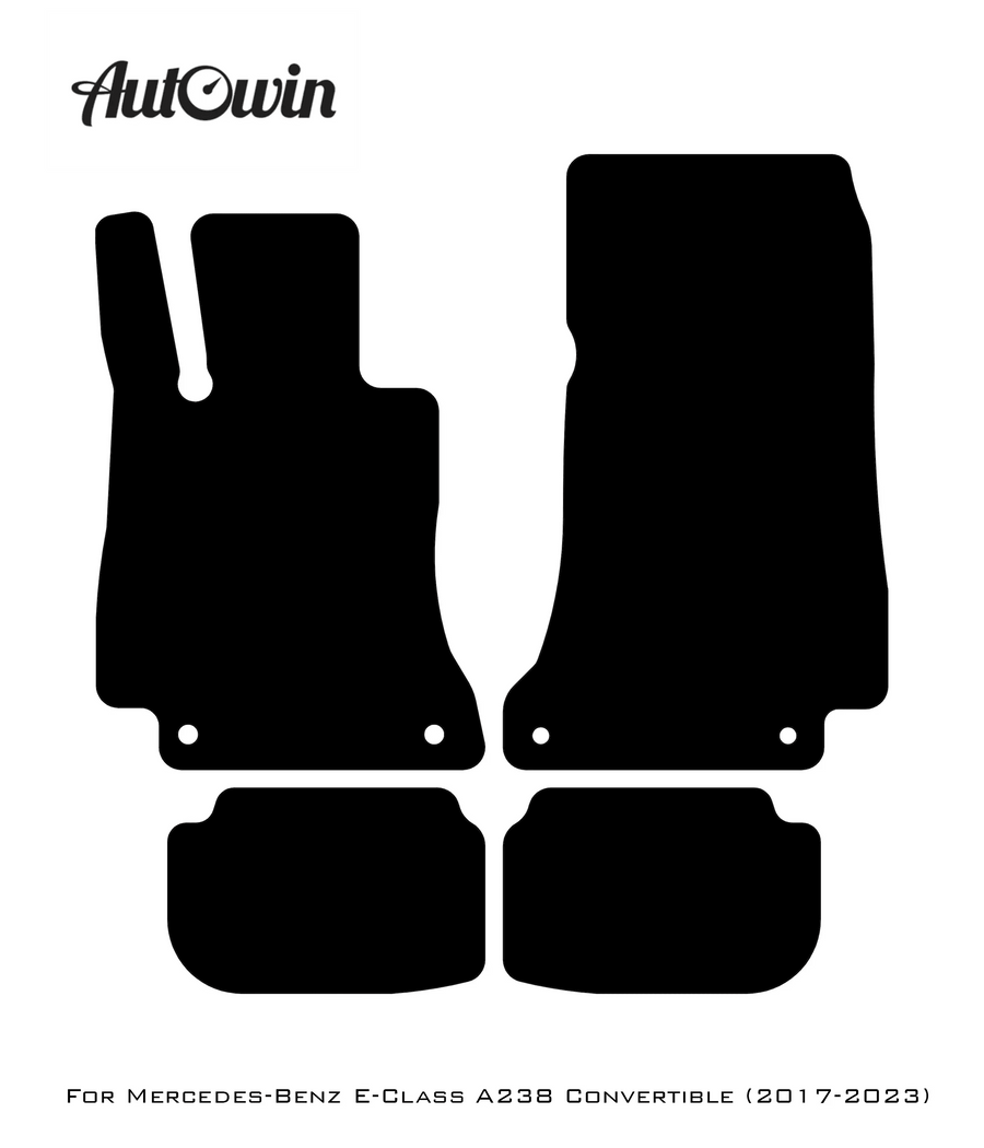 Black Leather Floor Mats For Mercedes Benz E-Class A238 Convertible (2017-2023) | ER56 Design - AutoWin
