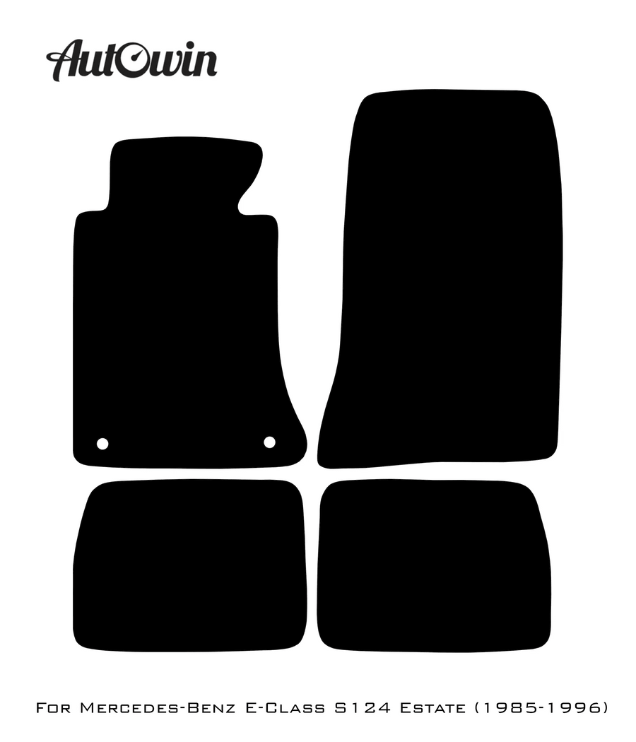 Black Leather Floor Mats For Mercedes Benz E-Class S124 Estate (1985-1996) | ER56 Design - AutoWin