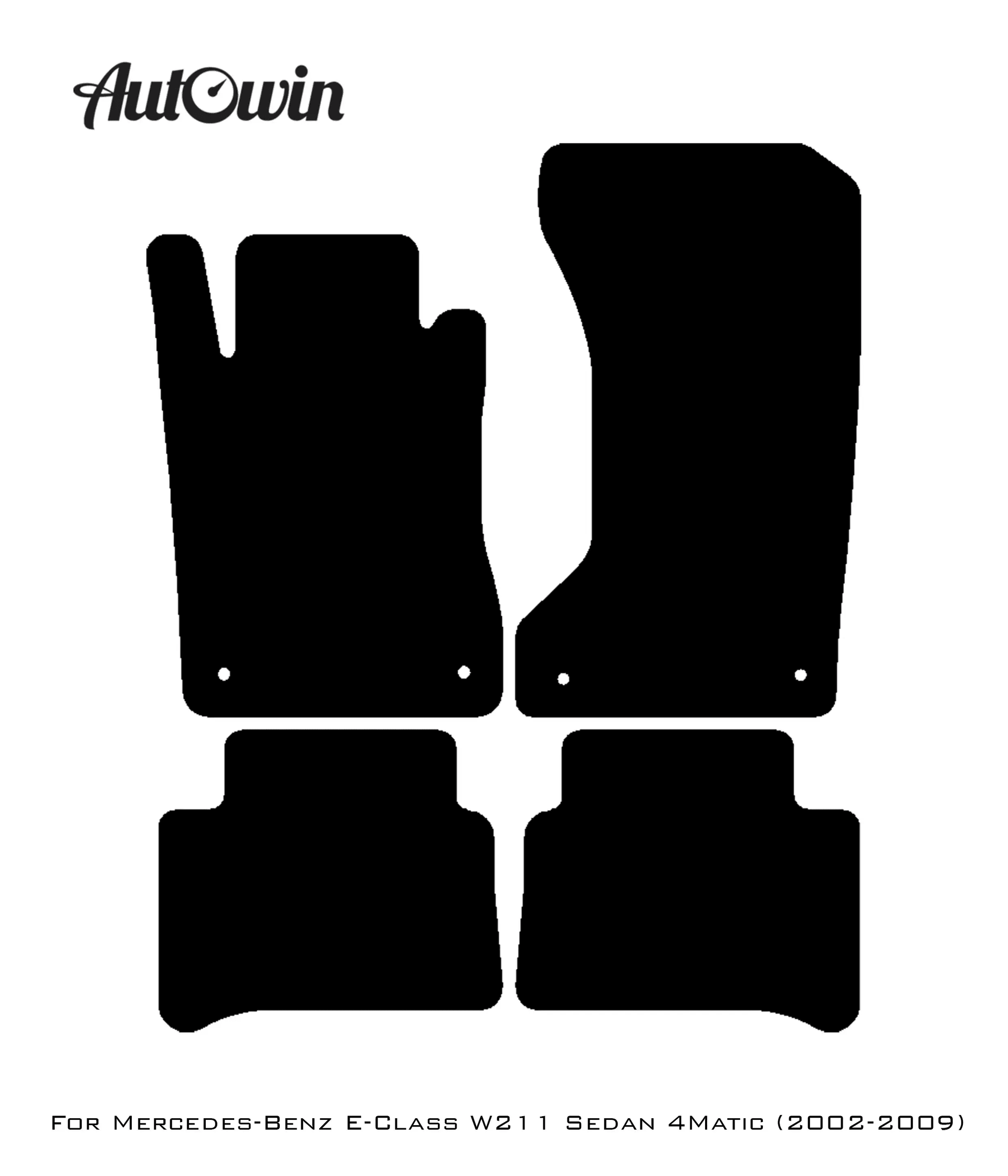 Black Leather Floor Mats For Mercedes Benz E-Class W211 Sedan 4Matic (2002-2009) | ER56 Design - AutoWin