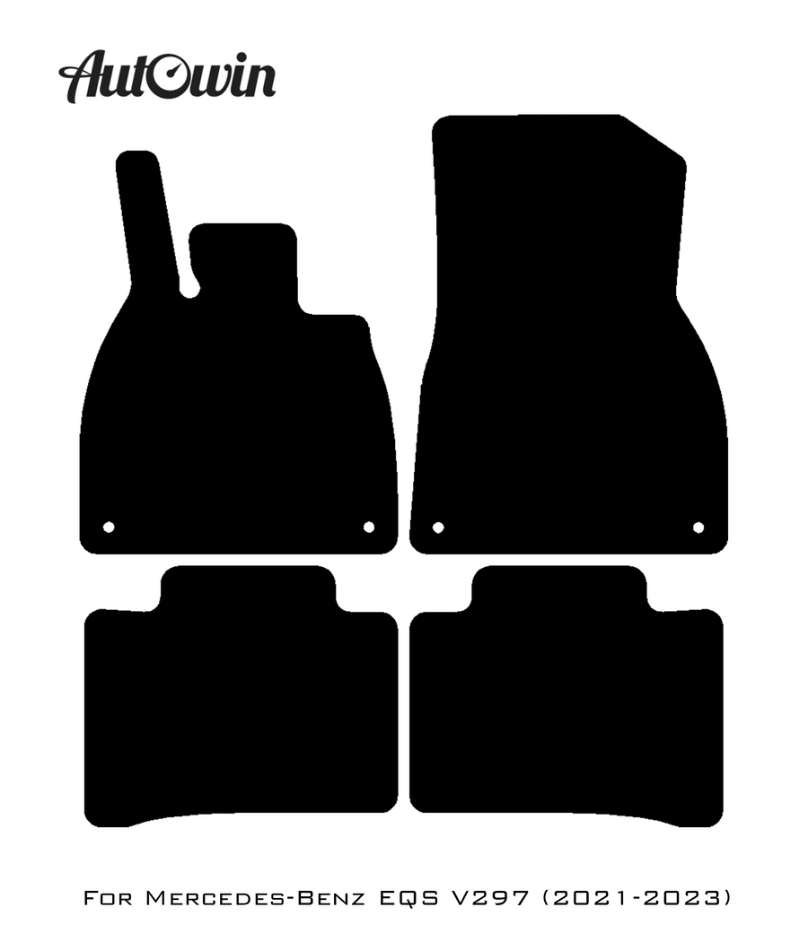 Black Leather Floor Mats For Mercedes Benz EQS-Class V297 (2021-2023) | ER56 Design - AutoWin