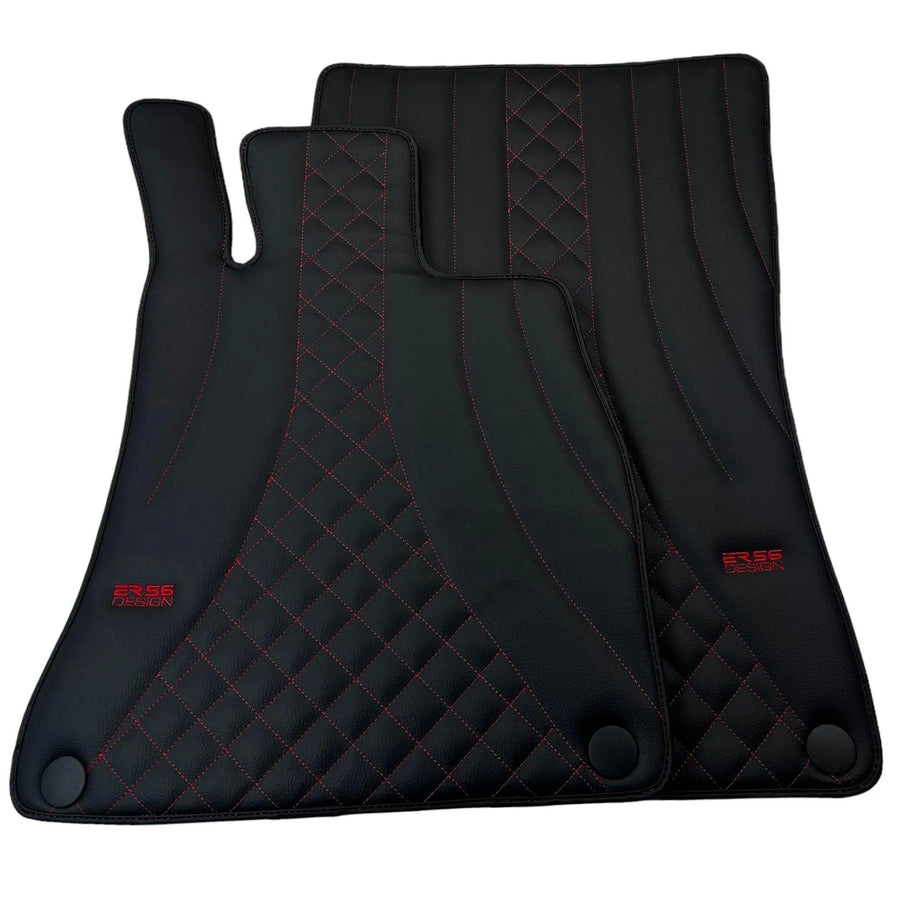 Black Leather Floor Mats For Mercedes Benz EQS-Class X296 (2022-2023) | ER56 Design - AutoWin
