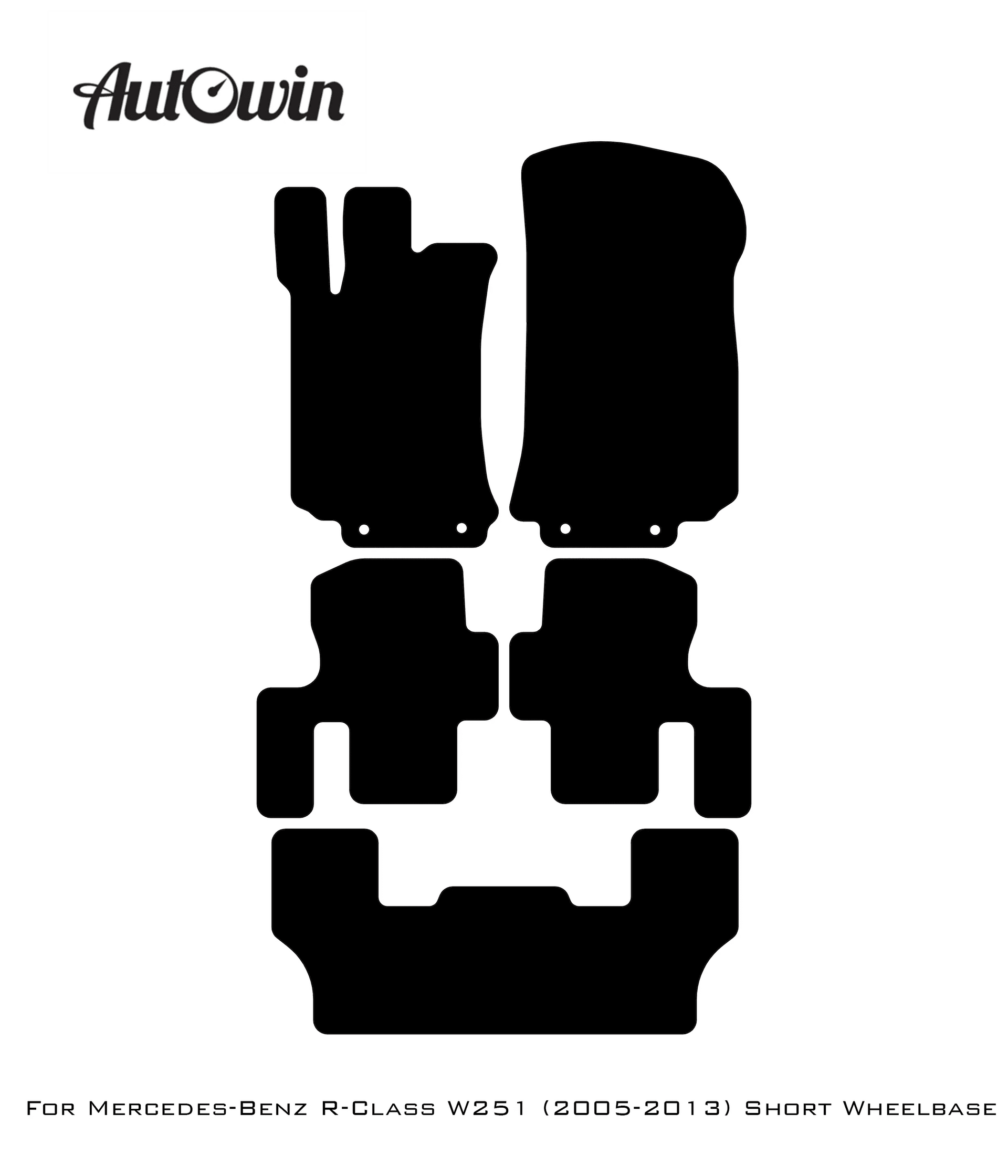 Black Leather Floor Mats For Mercedes Benz R-Class W251 (2005-2013) Short Wheelbase | ER56 Design - AutoWin