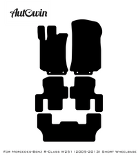 Black Leather Floor Mats For Mercedes Benz R-Class W251 (2005-2013) Short Wheelbase | ER56 Design - AutoWin