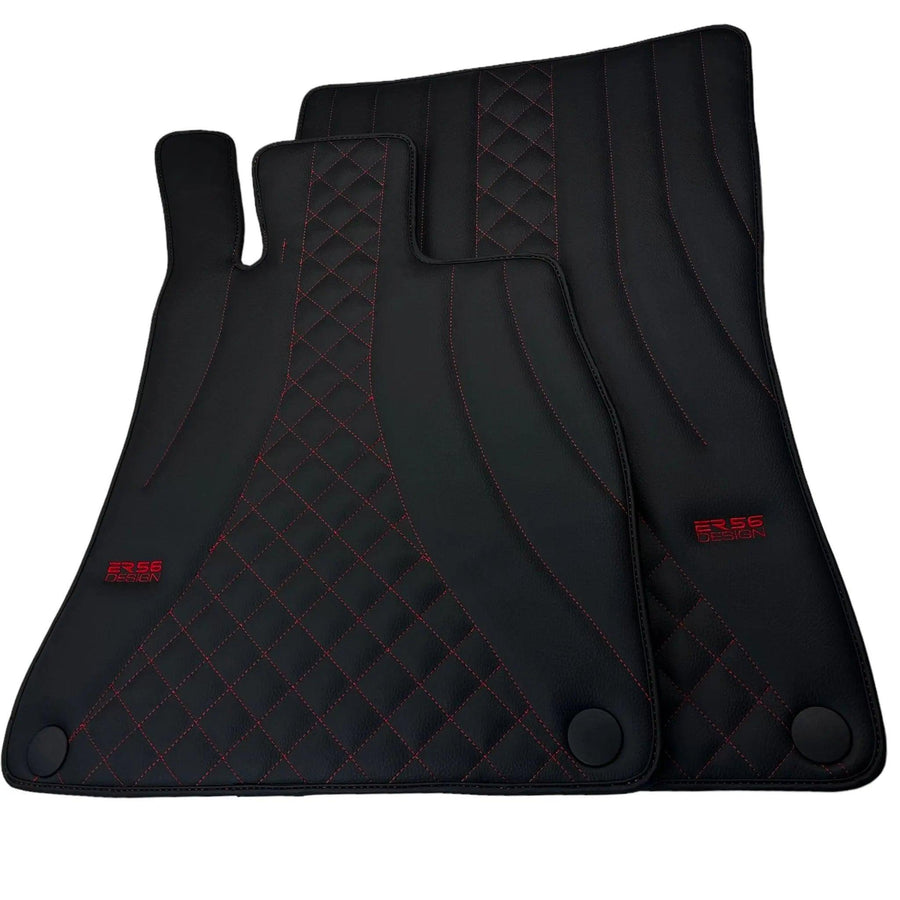 Black Leather Floor Mats For Mercedes Benz R-Class W251 (2005-2013) Short Wheelbase | ER56 Design - AutoWin