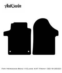 Black Leather Floor Mats For Mercedes Benz V-Class 447 Front (2019-2023) | ER56 Design - AutoWin