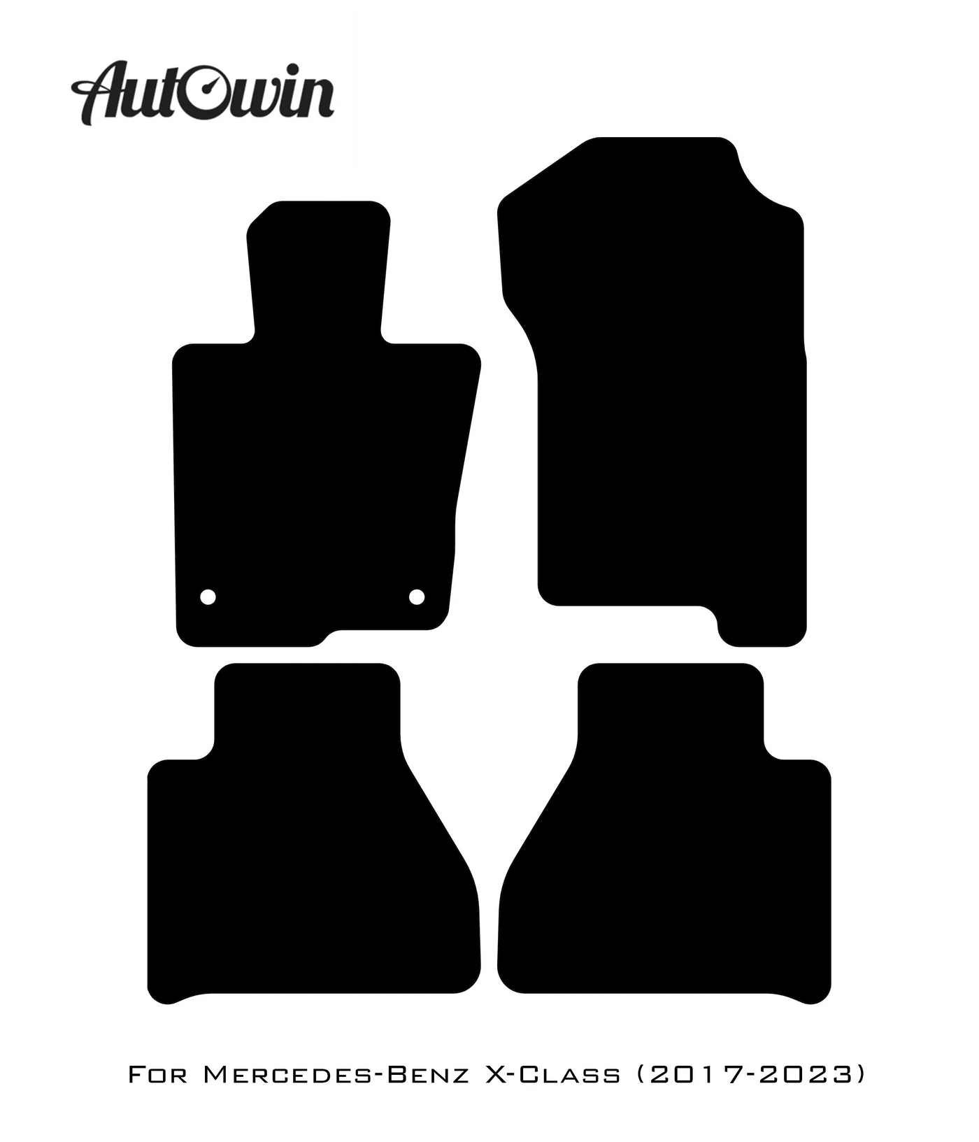 Black Leather Floor Mats For Mercedes Benz X-Class W470 (2017-2023) | ER56 Design - AutoWin