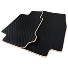 Black Stitched Leather Floor Mats for Maserati GranTurismo S (2008-2012) | Beige Trim - AutoWin