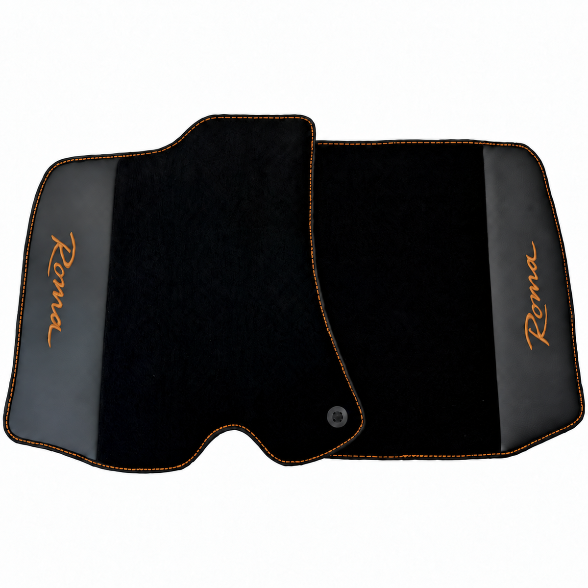 Black Floor Mats for Ferrari Roma (2021-2024) with Leather - Red logo
