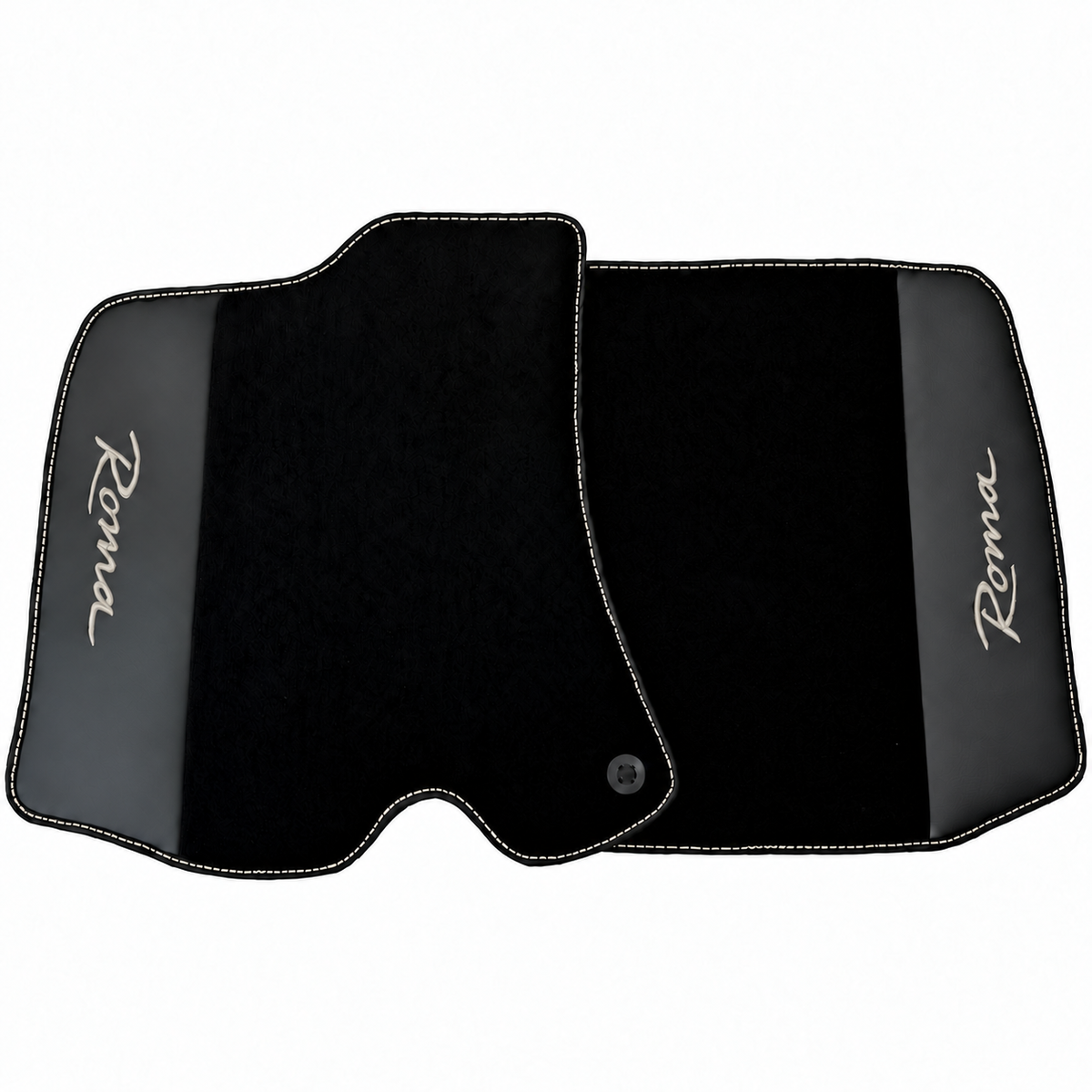 Black Floor Mats for Ferrari Roma (2021-2024) with Leather - Red logo
