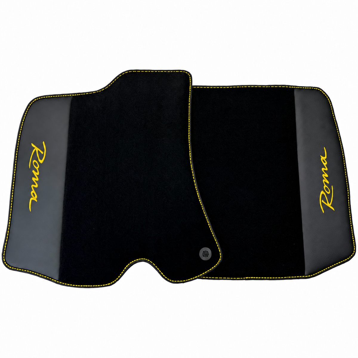 Black Floor Mats for Ferrari Roma (2021-2024) with Leather - Red logo