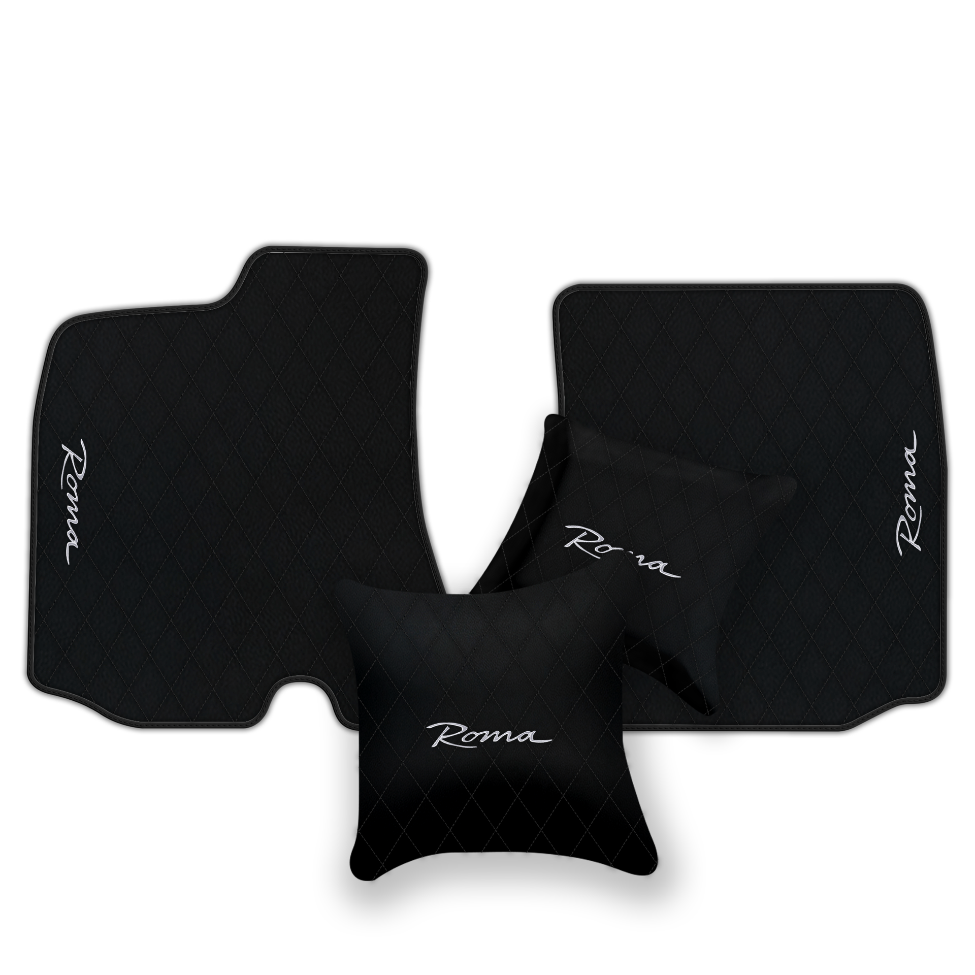 Premium Black Leather Floor Mats for Ferrari Portofino (2018-2023)