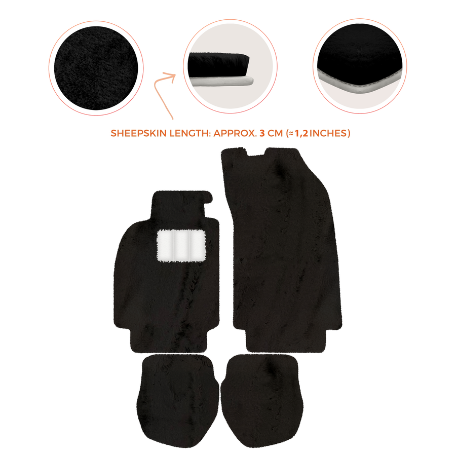 Sheepskin Floor Mats for Porsche 911 - 964 (1989-1994) - Sheepskin Length, Various Color Options