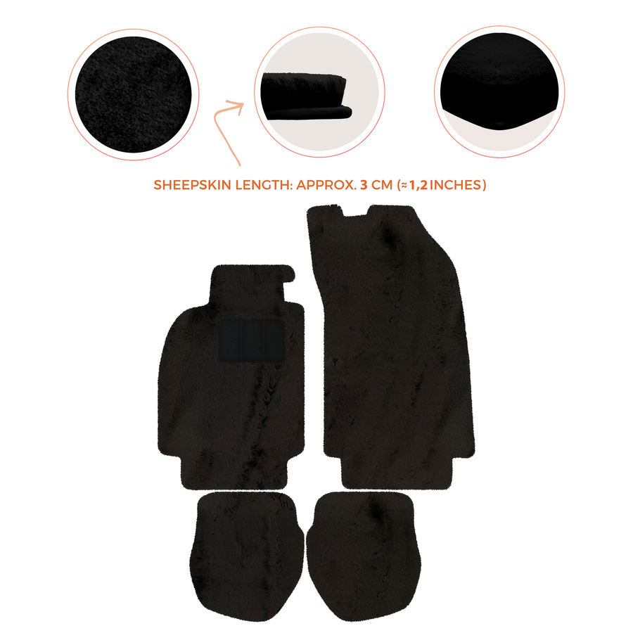 Sheepskin Floor Mats for Porsche 911 - 964 (1989-1994) - Sheepskin Length, Various Color Options