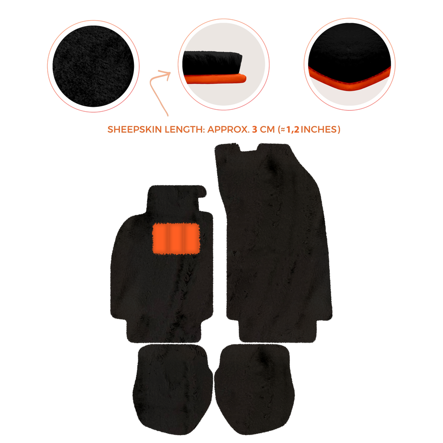 Sheepskin Floor Mats for Porsche 911 - 964 (1989-1994) - Sheepskin Length, Various Color Options