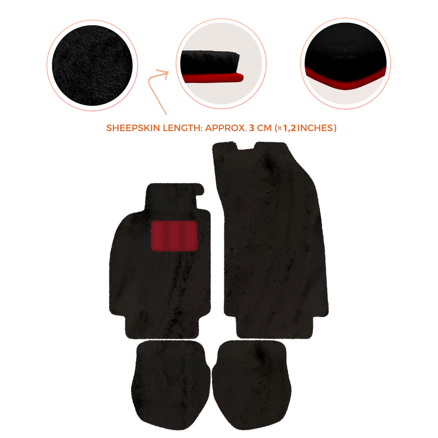 Sheepskin Floor Mats for Porsche 911 - 964 (1989-1994) - Sheepskin Length, Various Color Options