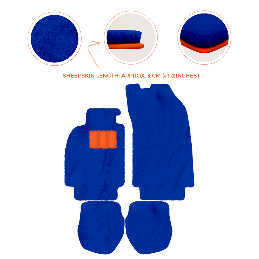 Sheepskin Floor Mats for Porsche 911 - 964 (1989-1994) - Sheepskin Length, Various Color Options