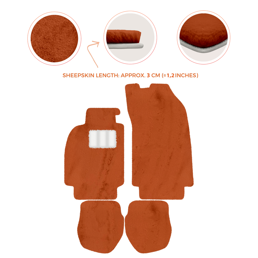 Sheepskin Floor Mats for Porsche 911 - 964 (1989-1994) - Sheepskin Length, Various Color Options