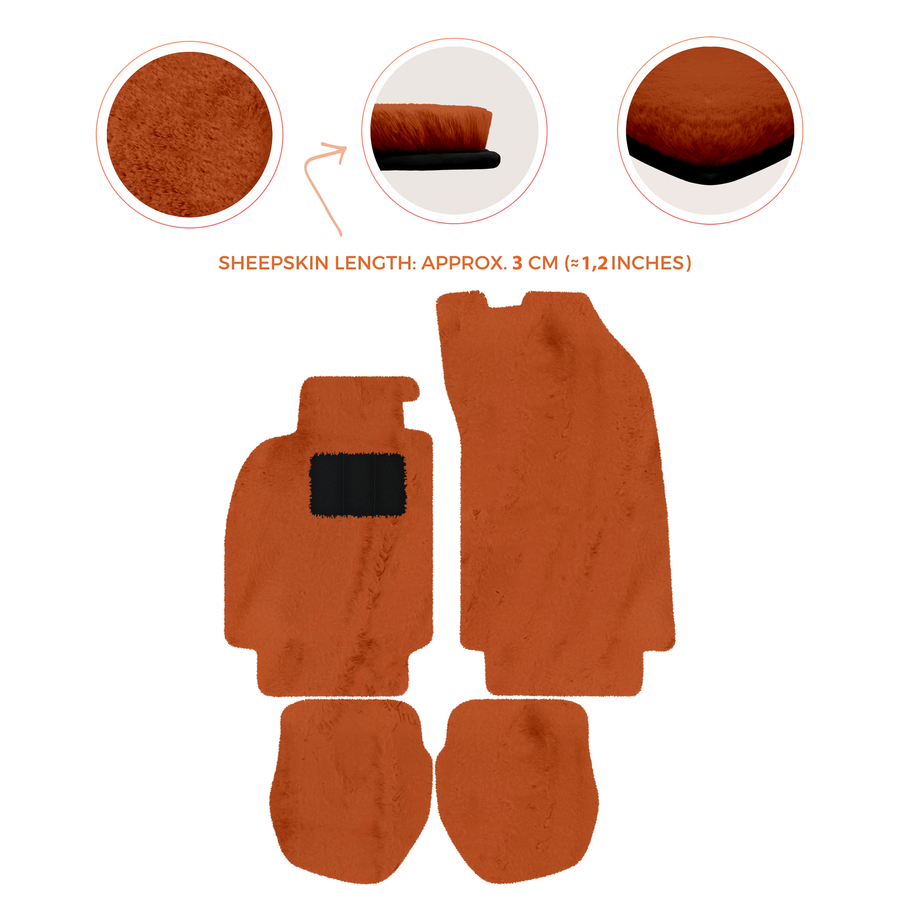 Sheepskin Floor Mats for Porsche 911 - 964 (1989-1994) - Sheepskin Length, Various Color Options
