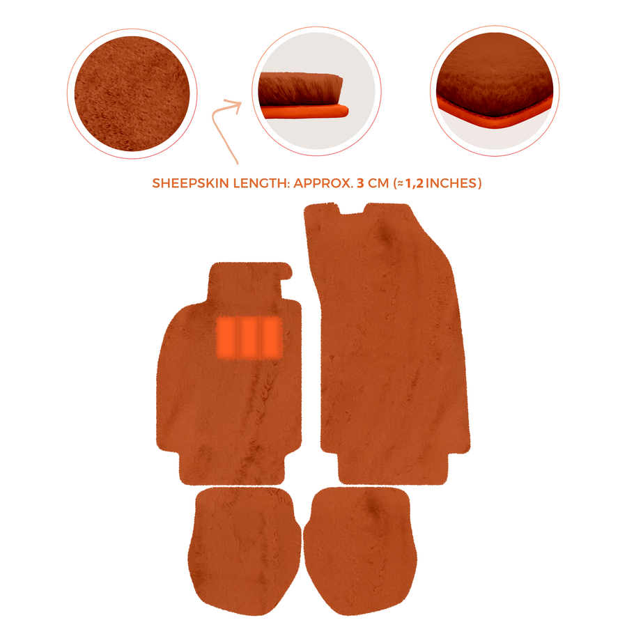 Sheepskin Floor Mats for Porsche 911 - 964 (1989-1994) - Sheepskin Length, Various Color Options