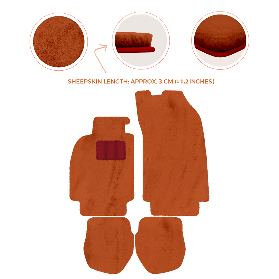 Sheepskin Floor Mats for Porsche 911 - 964 (1989-1994) - Sheepskin Length, Various Color Options
