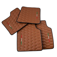 Brown Leather Viper Hex Pattern Floor Mats for Ferrari Purosangue (2023-2024) with Italian Flag