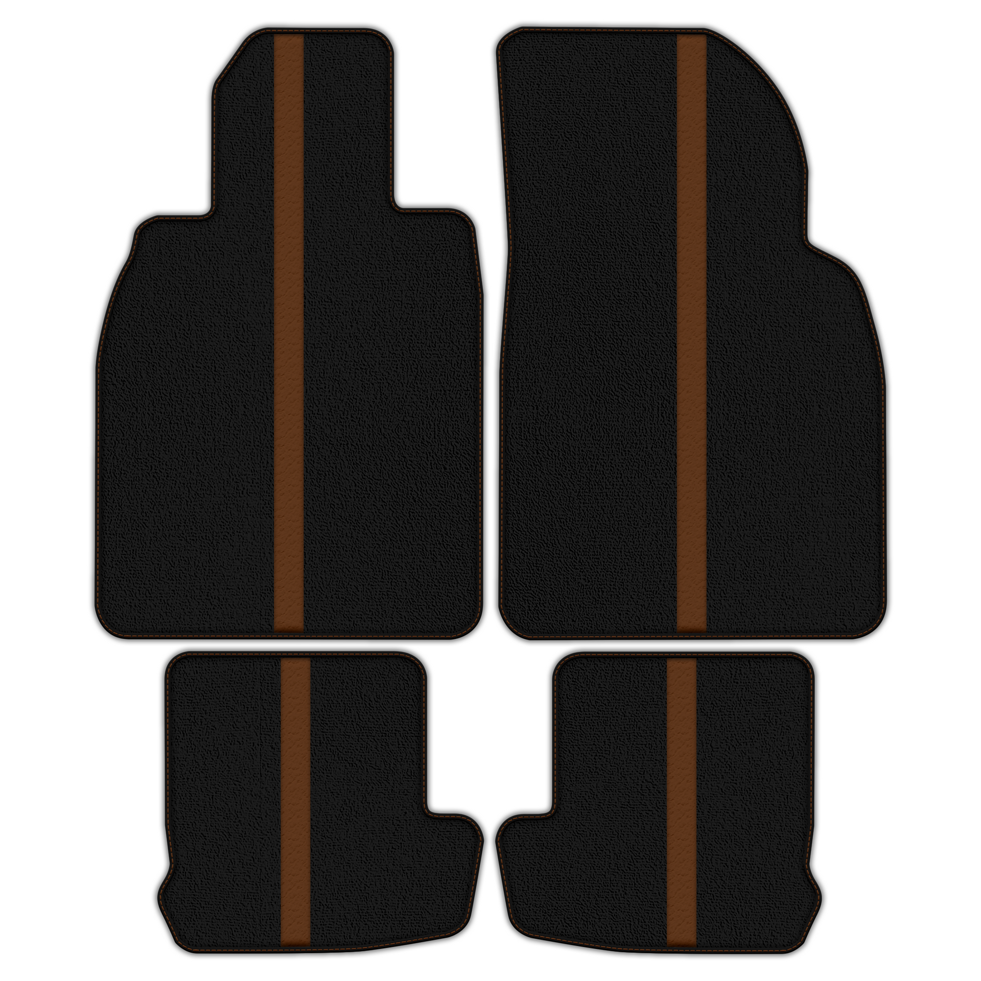 Black Floor Mats with Leather Line for Porsche Classic 911 - 991 (2012-2019) - Various Colors